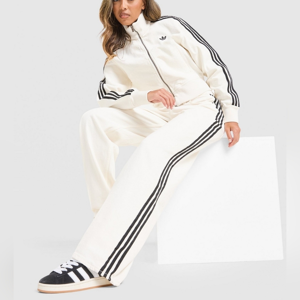 Adidas Women's Firebird Track Pants Denim White Jeans Cloud White Bnwt - Picture 8 of 10